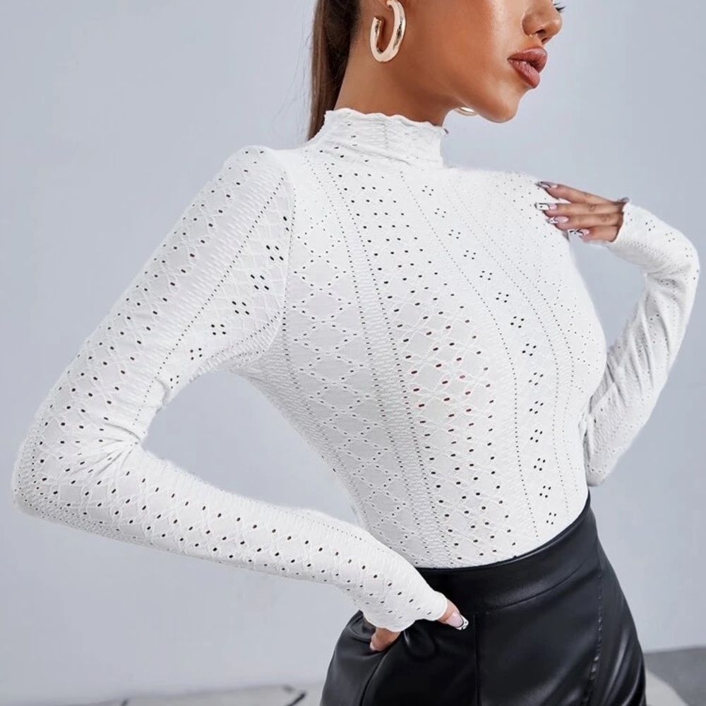 Shein mock neck lace bodysuits